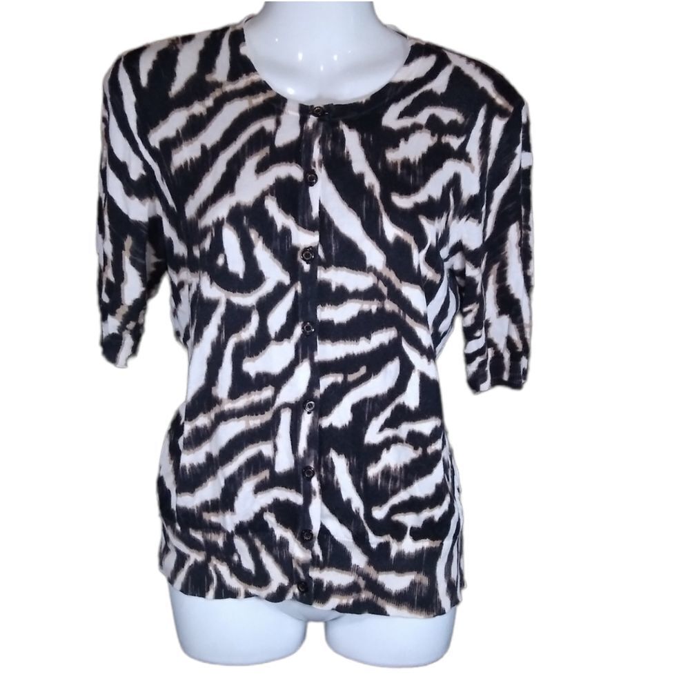 Ann Taylor animal print button sweater M